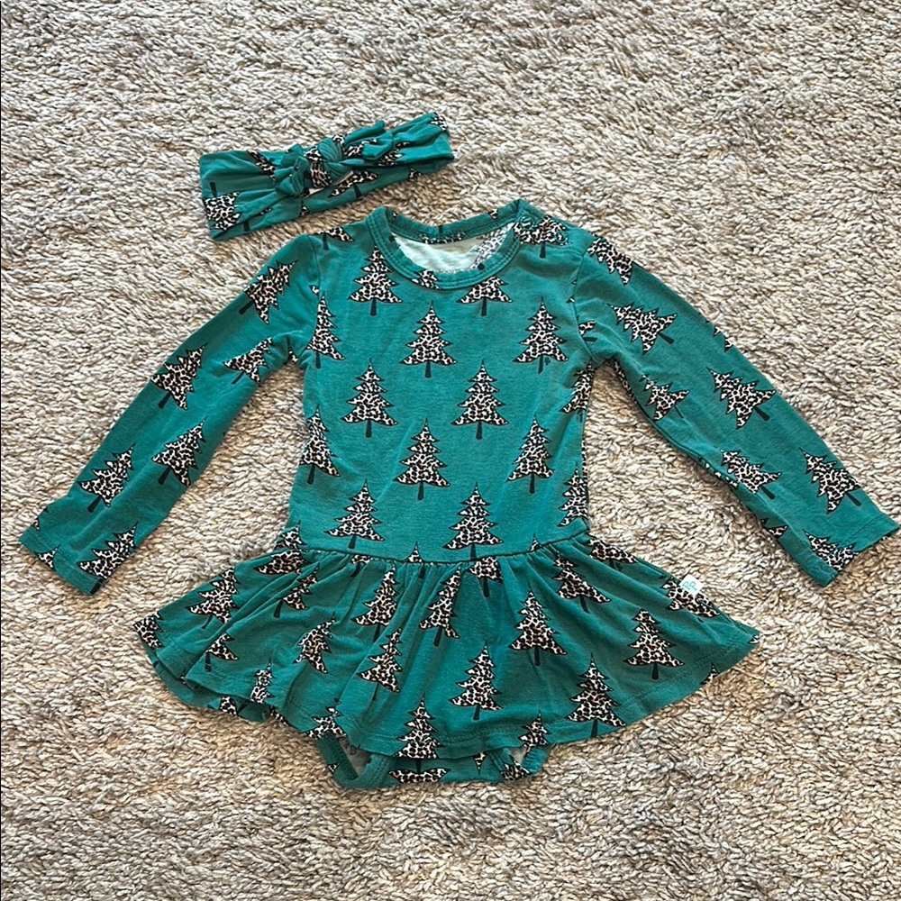 Posh Peanut 3-6mo Christmas in July Long-Sleeve Bodysuit Twirl & Headband